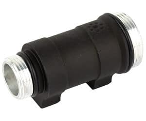 Black hydraulic pipe connector with metal ends