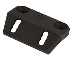 Black metal shelf bracket with holes