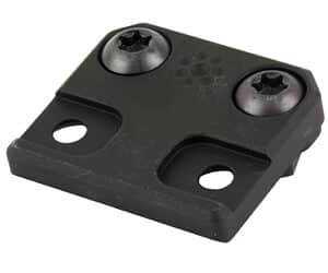 Black metal mounting bracket with screws