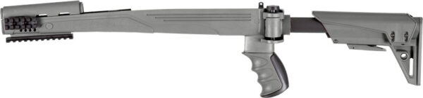 Gray folding rifle stock with grip, side view