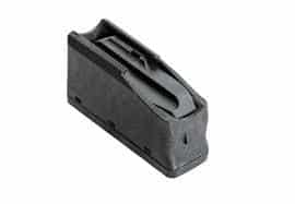 Black ammunition magazine on white background.