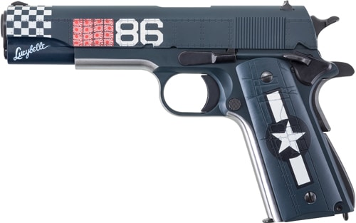 g1911tbkoc14 left.jpg Custom military-themed handgun with star emblem.