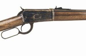 Lever-action rifle with wooden stock