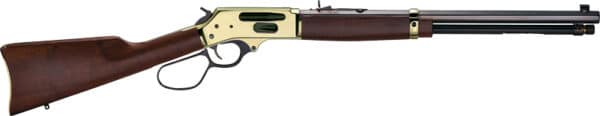 Lever-action rifle with wood and brass details.