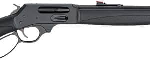 Black lever-action rifle, side view