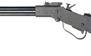 Folding survival rifle, black, isolated on white background.