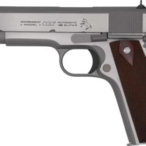 Colt automatic pistol, silver with wooden grip