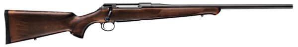 Bolt-action hunting rifle with wooden stock