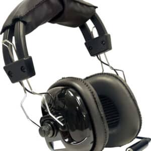 Vintage black aviation headphones with audio jack