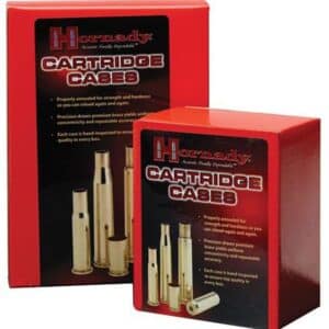 Hornady cartridge cases in red boxes