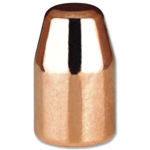 Copper bullet on white background.