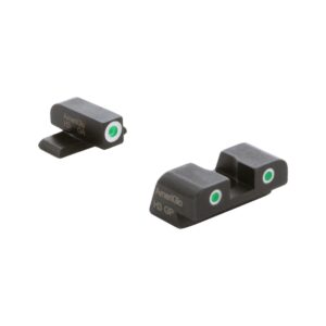 AmeriGlo handgun sights with green dots.