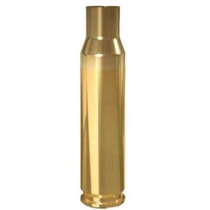 Brass rifle cartridge shell, shiny and cylindrical