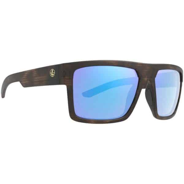 Polarized sunglasses with blue mirrored lenses