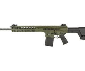 Green semi-automatic rifle on white background