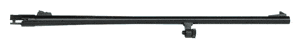 Long black metal barrel with sight attachment