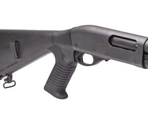 Black shotgun with a tactical stock