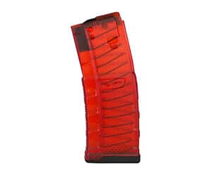 Red plastic rifle magazine