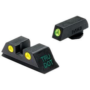 Tritium night sights for firearms, front and rear view.