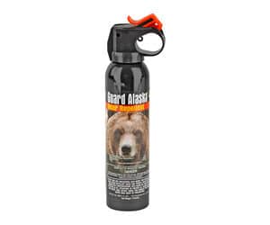 Bear spray canister labeled Guard Alaska.