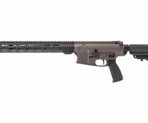 Tactical rifle with modular design, side view.