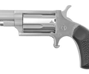 Silver revolver with black grip, compact size