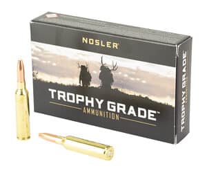 Nosler Trophy Grade Ammunition box and bullets