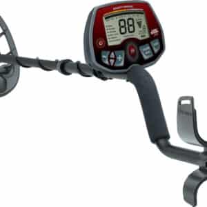 Digital metal detector with display and armrest support.