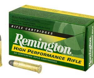 Remington rifle ammunition box with cartridges.