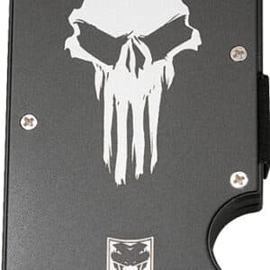 Black metal wallet with skull design