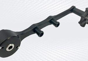 Black mechanical arm with gears and connectors