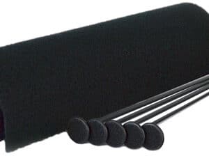 Roll of black fabric and six drumsticks
