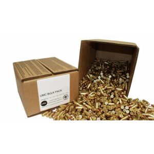 Bulk pack of UMC brass ammunition cartridges.