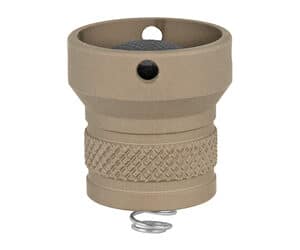 Tan flashlight tail cap with spring.