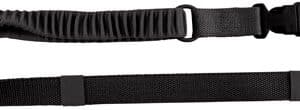 Black adjustable rifle sling with clips