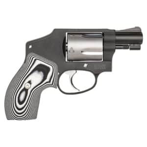 Black revolver with unique striped handle design