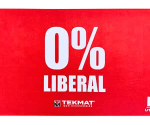Red mat with 0% Liberal slogan