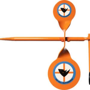 Orange spinner shooting target with bullseye design