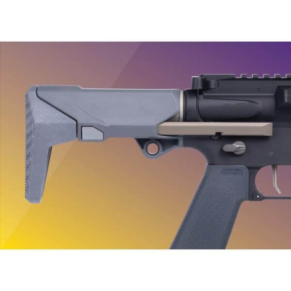 Rifle stock on colorful gradient background