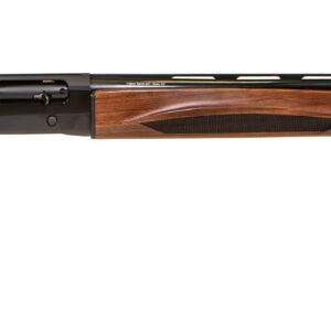 Modern shotgun with wooden stock and barrel.