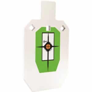 Green shooting target with orange bullseye