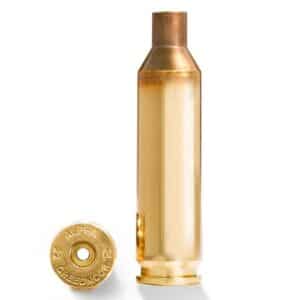 Brass bullet casing and base view