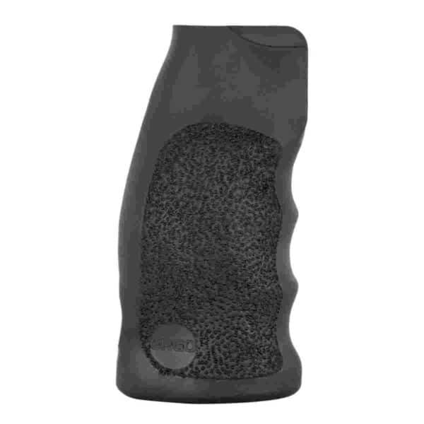 Ergonomic black grip with textured surface.