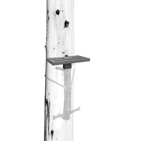 Ladder step secured to a utility pole.