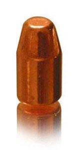 Copper bullet on reflective surface