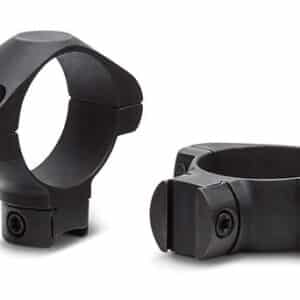 Black metal scope rings for mounting optics