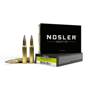 Nosler .308 ammunition box and bullets