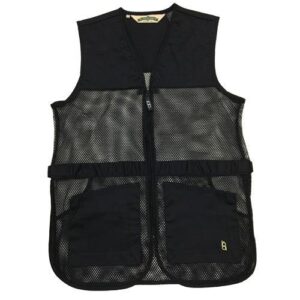 Black mesh fishing vest with pockets and zipper
