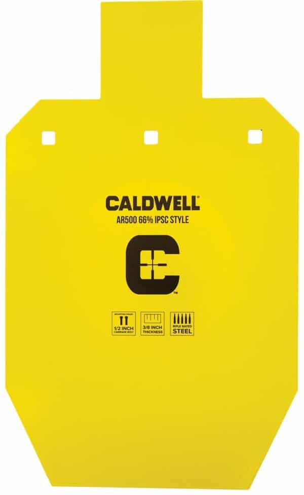Caldwell AR500 steel shooting target, yellow.