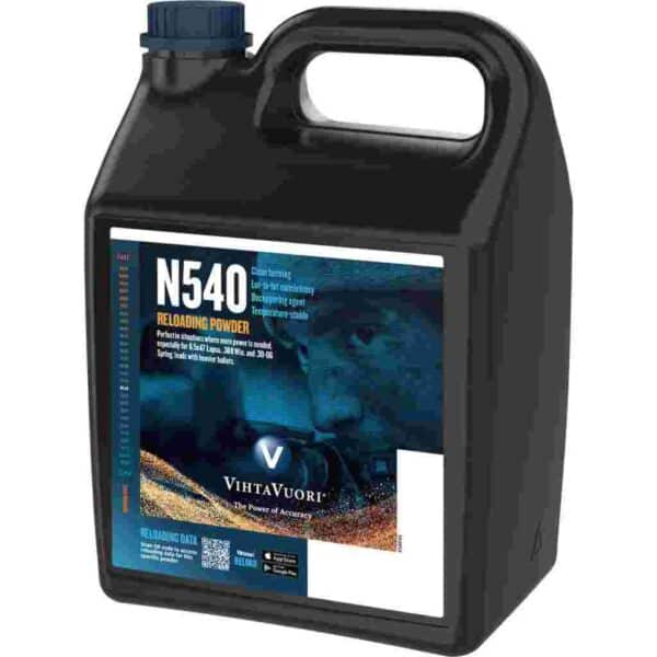 Vihtavuori N540 reloading powder container.